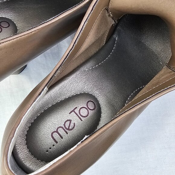 Me Too Lynessa Genuine Leather Chunky Platform Oxford Bootie Pumps 8 Taupe - Picture 10 of 12